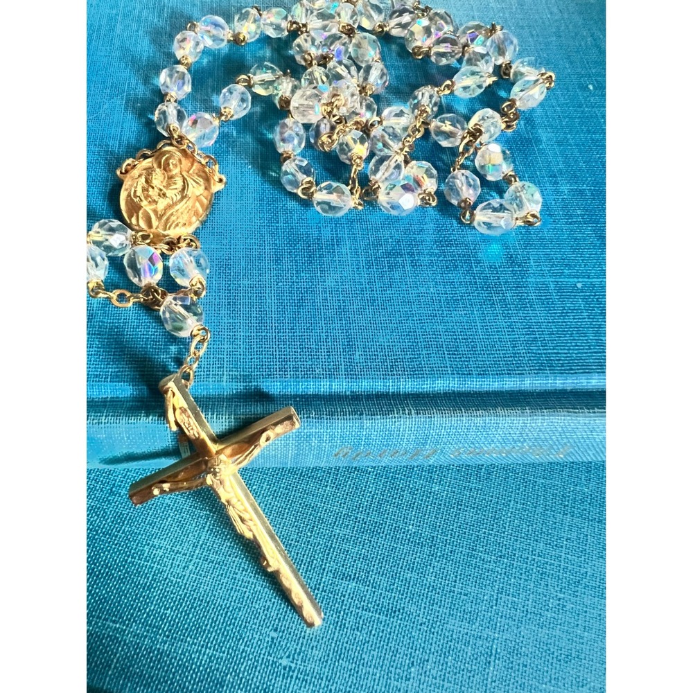 Aurora Borealis Glass Bead Rosary OS Iridescent EX